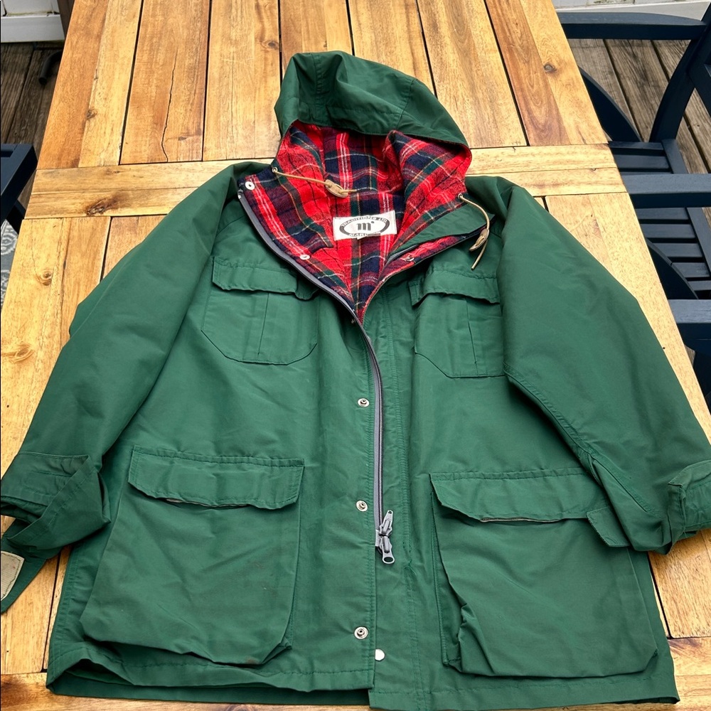 Vintage Hooded Jacket Red Plaid Lining | Marilynn Traditions LTD | Medium